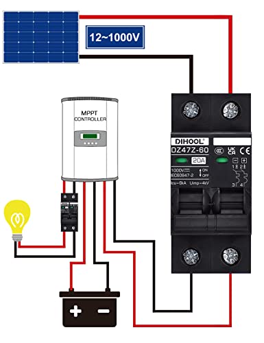 Miniatura 2 de Dihool Disyuntor De Corriente Continua 1000vdc Disyuntor Pv Solar Fusible Fotovoltaico Automático Dc1000v,2 Polo,20 Amperios