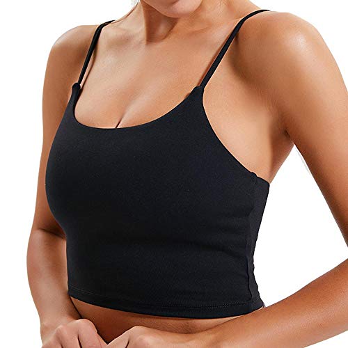 Willit Women's Padded Sports Bra Yoga Fitness Workout Running Shirts Athletic Tank Top Black S