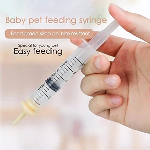 Pet Feeding Syringe with Nipple, Silicone Feeding Tools for Kitten Puppy Feeding Syringe for Newborn Cat Dog Small Animals Rabbits (10ml+30ml)