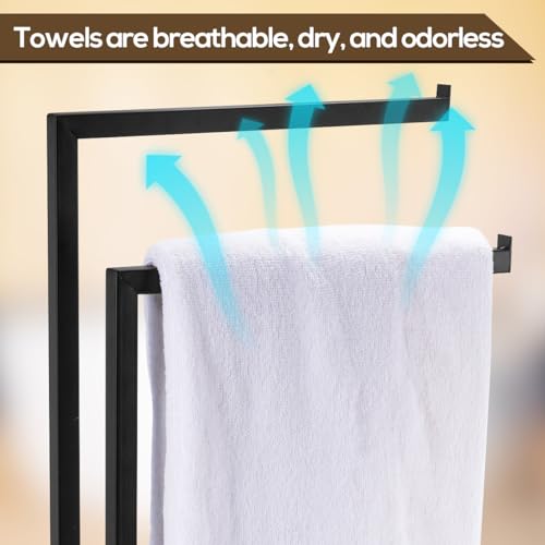 Handtuchhalter Stehend Handtuchständer freistehend Schwarz Handtuchhalter ohne Bohren Badetuchhalter Handtuchstange Halter für Dekoratives Badezimmer, Wohnzimmer, Küche
