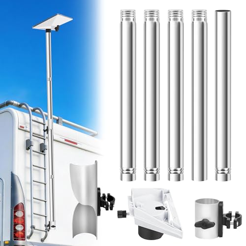 Starlink Mini RV Ladder Mount Kit,10FT Starlink Mini Flag Pole Mounting Kit,Fits 0.7 to 1.1 Inch RV Ladder Rails,Adjustable 5 Section Tubes,with Adapter,Simple Installation(for Mini)
