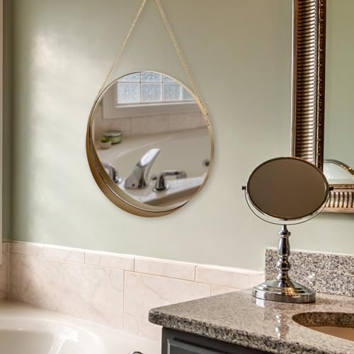 Miroir mural en fer PRETYZOOM avec cadre rond haut de gamme et LED