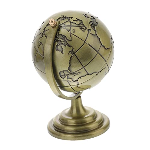 ORFOFE Retro Desk Gadgets Iron Rotation Globe Quality Desktop Decor Vintage Globe Ornament