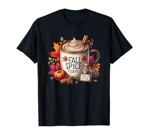 Photo de Autumn Fall Coffee Graphic for Women Pumpkin Spice Coffee T-Shirt