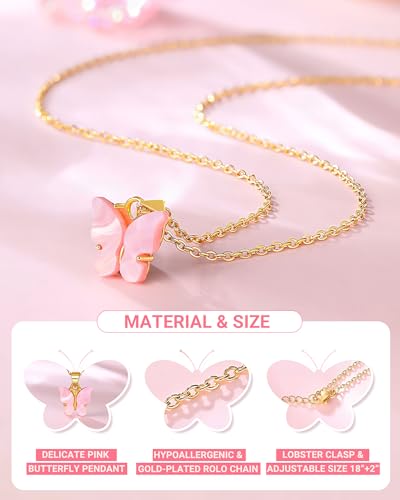 UNGENT THEM Happy 6th 7th 8th Birthday Gifts – Beautiful Girl Butterfly Necklace, You Make the World Brighter4