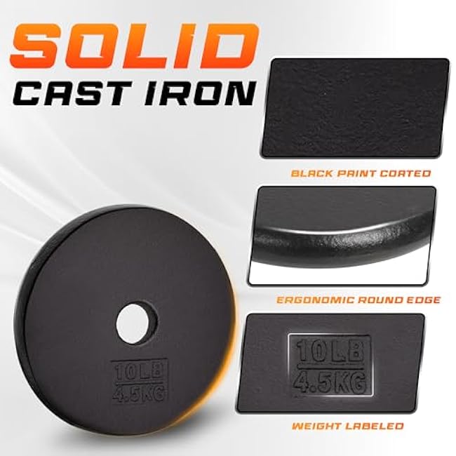 Yes4All Standard 1 Cast Iron Weight Plate - Ideal for Strength Training - Multiple Weight: 5LB to 25LB (Single & Set of 4)