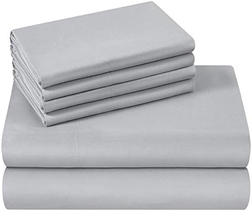 HOMEIDEAS 6 Piece Bed Sheet Set-Fitted Sheet Flat Sheet Pair of Pillowcases (Super King, White) 100% Easy Care Soft Brushed Microfibre Fabric 1800 Bedding Sheets - Deep Pockets