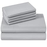 HOMEIDEAS Full Size Bed Sheets - 6 Piece Set (Light Grey) - Extra Soft Brushed Microfiber 1800 Beddi