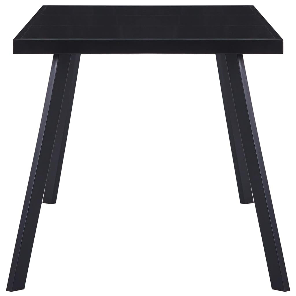 Table à Manger Rectangulaire 180x90x75 cm en Verre Trempé et Acier, Table de Cuisine Moderne Style Industriel pour 6 à 8 Personnes, Meuble de Salle à Manger Robuste et Élégant, Noir