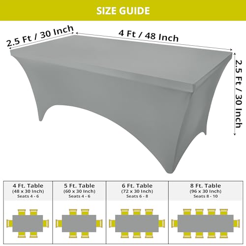 Image of Utopia Kitchen Spandex Tablecloth 2 Pack [4FT, Grey] Tight, Fitted, Washable and Wrinkle Resistant Stretch Table Cloth Rectangle Cover for Trade Show, Weddings & Parties [48Lx30Wx30H Inch]