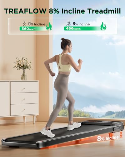 Image of TREAFLOW Treadmill with 0-25% Auto Incline, 3.5 HP Folding for Home Running, 10.0 MPH Max Speed, 300 lbs Weight Capacity, Bluetooth Speaker.