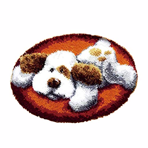 YINSY Verriegelungshaken-Kits DIY Häkeln Teppich Stickerei Needlework Shaggy Hauptdekoration Familien-Geschenk - 20" X 20",Dog Cover