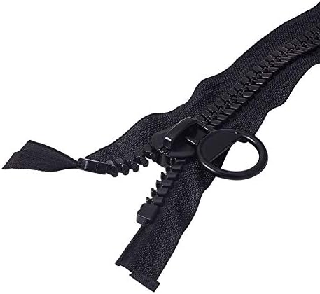 WANDIC 20#Separating Jacket Zippers,1PC 150CM Double Open Super Large Plastic Zipper Black Teeth Heavy Duty Zippers for DIY Sewing Tailor Crafts Bags Tents