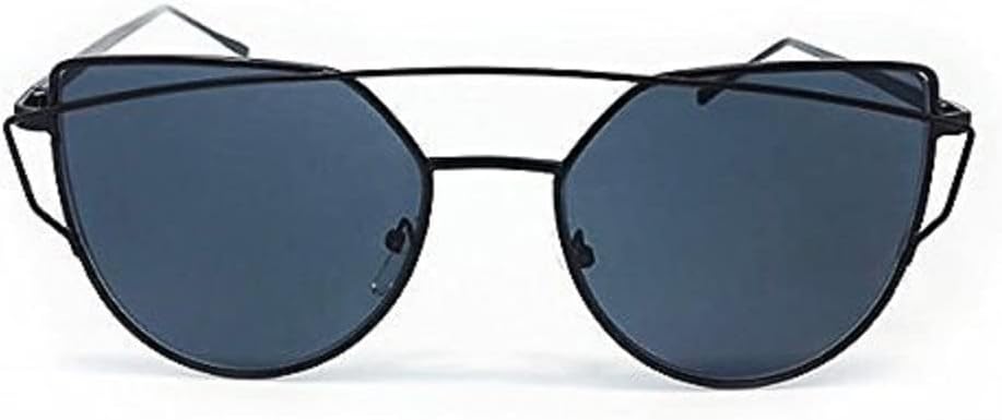 Large Oversized Cat Eye Sunglasses Flat Mirrored Lens Metal Frame Women Fashion