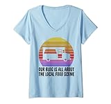Nuestro blog trata sobre la escena gastronómica local. Camiseta Cuello V