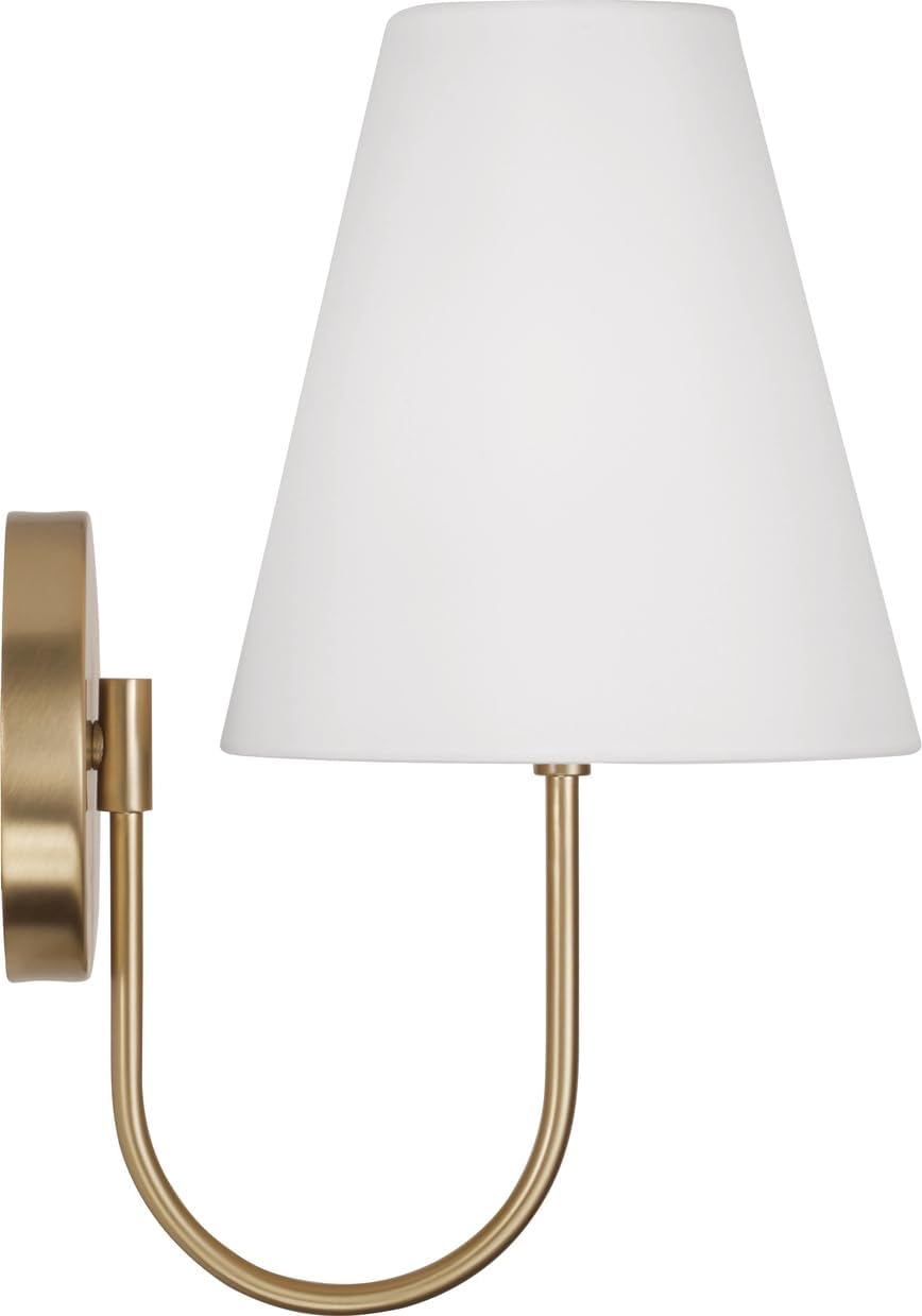 Capital Lighting 652711MA Julia Transitional Soft White Fabric Stay-Straight Shade Wall Sconce, 1-Light 60 Watt, 14" H x 8" W, Matte Brass