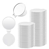 FÁCIL&VIVIR Espejo de Bolsillo, 50 Piezas Mini Espejo para Maquillaje de Plegable Redondo Compacto de Blanco