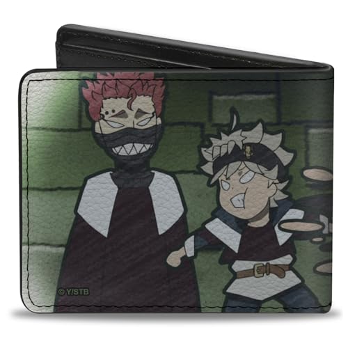 Crunchyroll Wallet, Bifold, Black Clover Asta and Zora Mereoleona Challenge and Logo, Vegan Leather2