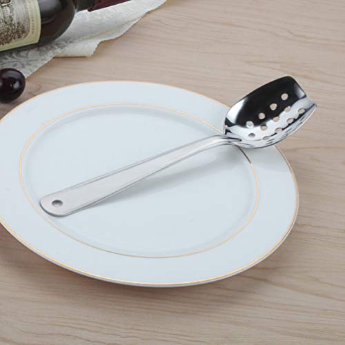 Cabilock Colher de aço inoxidável mini com ranhura para servir comida ocidental (G)