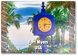Fort Myers FL - Reloj amarillo a lo largo de la carretera turística principal, imán para nevera
