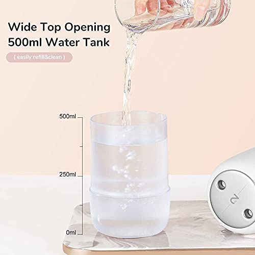 Jisulife Small Humidifier, 500Ml Portable Travel Humidifier, 3600Mah Battery Operated Humidifier For Car Desk Home Office, Auto Shut-Off, Dual Mist Ports, Whisper Quiet - White(2022) #TOP3