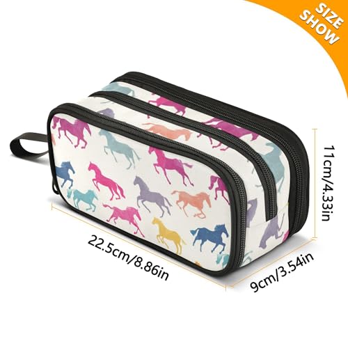 Image of Fisyme Horses Colorful Pencil Case Large Capacity Pen Box Makeup Pouch Holder Organizer Stationery Bag for School Office College Traval