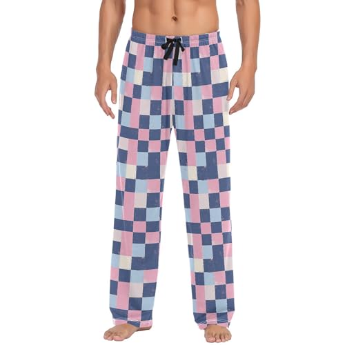 Pantalon de pyjama long homme en maille douce à carreaux finitions premium