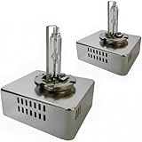 GTMOTO GM 13594523 for Chevy Silverado Equinox Terrain Sierra 1500 HID Headlights D5S Xenon Bulbs, 35W 6000K Cool Bright White Upgrade OEM 25W Yellow Dim Bi-Xenon Projector Lights, 2 Pack