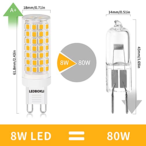 LEDBOKLI 5PCS G9 Led Bulbs 8W Warm White 3000K G9 LED Light Bulbs, Equivalent to 80W Halogen Bulb, LED Corn Lamp Bulbs Ceramic Bulbs, 700LM, AC220-240V, Energy Saving, Non Flicker, Non-dimmable - Image 7