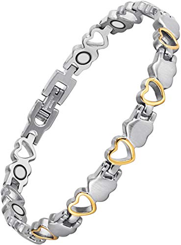 WELMAG Womens Titanium Steel Magnetic Therapy Bracelet Pain Relief for Arthritis Adjustable