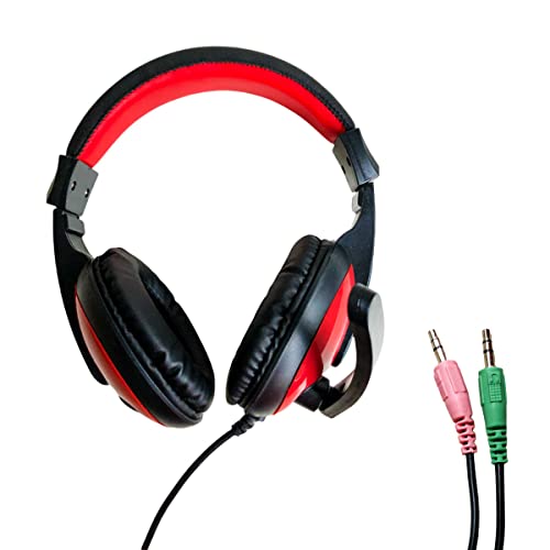 Headset Gamer Evolut Têmis EG301R Preto e Vermelho P2 3,5mm + USB P/Led Red
