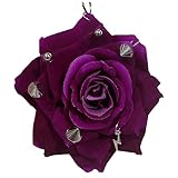 Studded Fake Orchid Keychain Kawaii Flower Bag Charms for Handbag Vintage Purse Charms Cute Y2k Accessories 2000s (Purple Rose)