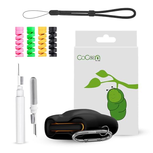 Image of Soft Silicone Case Cover Compatible for GoBoult Audio UFO | GoBoult Astra | GoBoult Mustang Torq with Cleaner Kit,Lanyard & 4 Pcs Cable Protectors (Black)