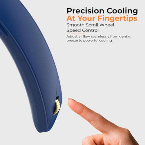 Image of JUST CORSECA Neck Fan | Rechargeable | LED Display | Adjustable Speed | Hands-Free Wearable Cooler for Travel, Outdoor & Summer Use (Blue)