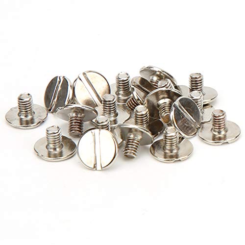 HEEPDD 50 Sets Silvery Chicago Screws, Brass Flat Head Studs