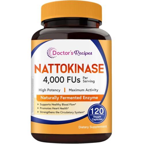 Doctor's Recipes Nattokinase Supplement 4000 FU, 200 mg Nattokinase, Traditional Natto Extract Source, Natural Enzyme, Healthy Blood Circulation & Heart, Survive Stomach Acid, Non GMO, 120 Capsules