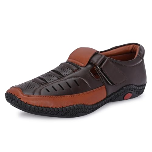 Image of Centrino Men's Fisherman Sandals | Cushioned Insole & Hook & Loop Straps | Trendy Sporty Design with Premium Upper | Closed-Toe Sandals for Travel & Walking (6618)