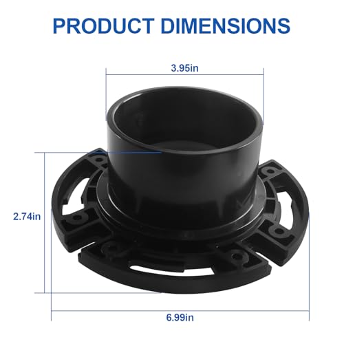 Image of Toilet Socketed Floor Flange Replacement for Dometic 385345892 3 inch Use for RV Toilets and Home Toilets,Toilet Flange Repair Kit - Black