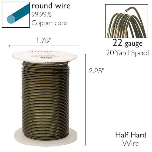 Image of The Beadsmith Wire Elements 22-Gauge Lacquered Tarnish-Resistant Copper Wire for Jewelry Making, 20 Yard, 18.29 Meter Spool (Hematite Color)