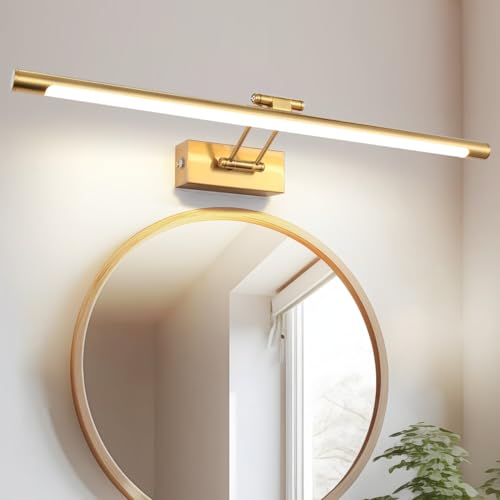 TYhogar Lámpara LED para espejo de baño, 60 cm, 12 W, atenuación de una sola temperatura de color, lámpara LED con cabezal giratorio, lámpara de pared para espejo