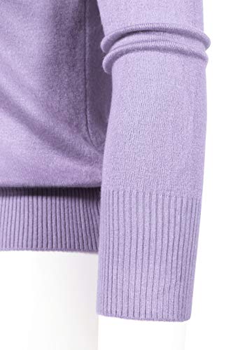 Women's 3/4 Sleeve Crewneck Knit Button Down Cardigan Sweater M Lilac #TOP5