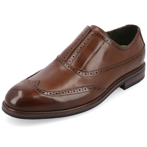 Image of Vance Mens Nikola Slip-on Oxford Textured Tru Comfort Foam Block Heel Almond Toe Business Dress Shoe