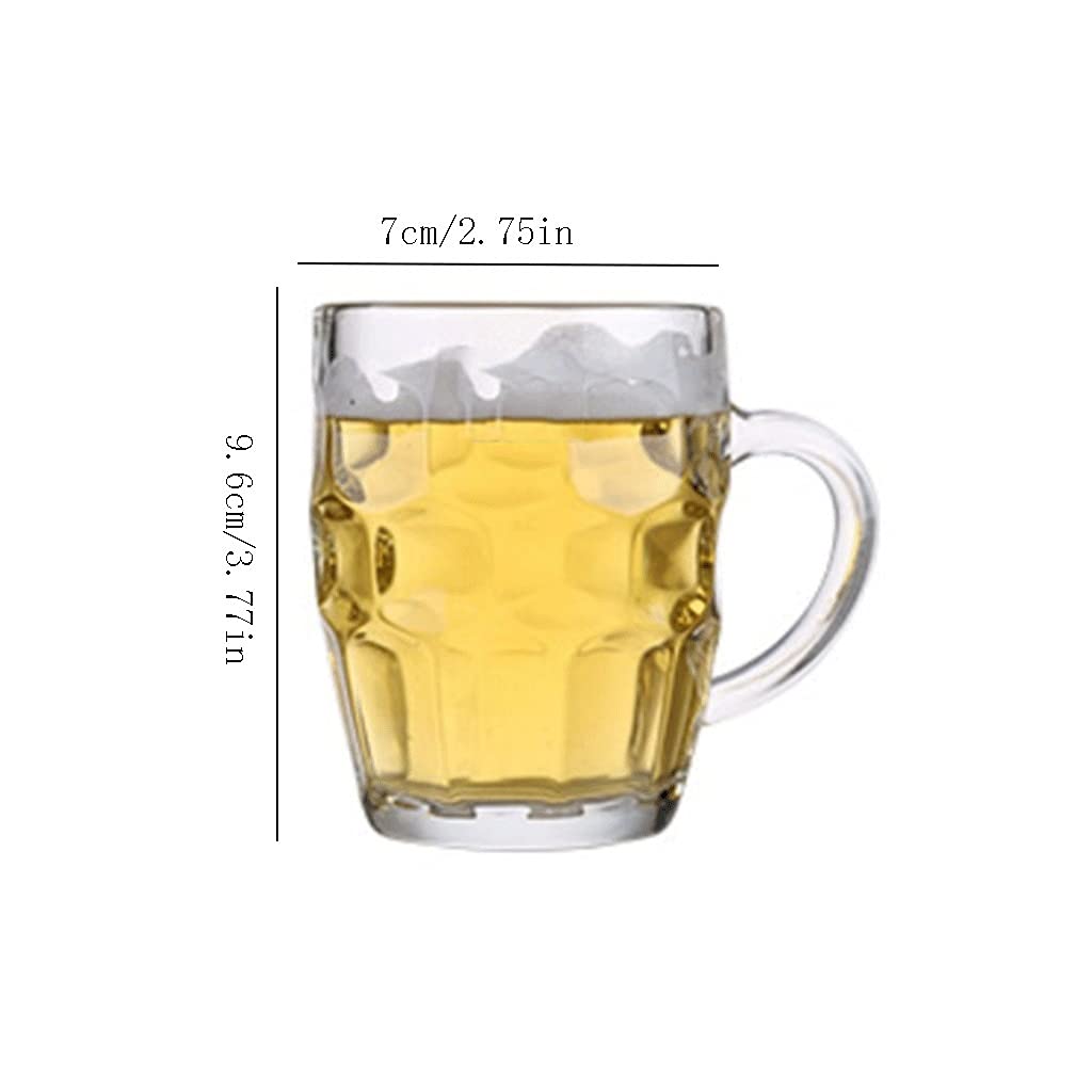 Lot de 6 chopes à bière, Grands Verres à bière avec poignée pour congélateur, Verres à bière en Verre à bière 255 ML