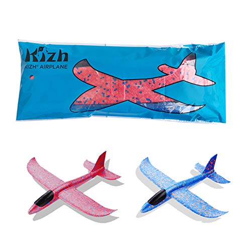 Kizh Throwing Foam Airplane Toys 13.5 Inches Flying Glider Inertia Plane Manual Circling Functions Flying Aircraft Fun Best Outdoor Fun For Kids Children Boys Girls 2Pcs #TOP5