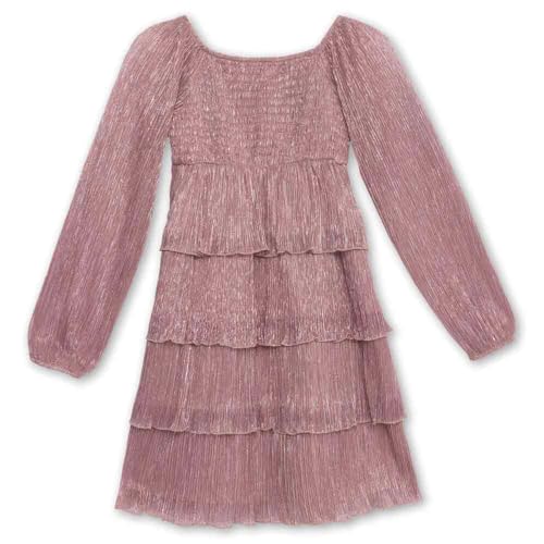 Speechless Girls' Long Sheer Sleeve Square Neck Tiered Pleated Midi Dress2