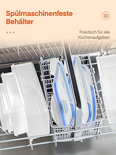 D.Perlla Frischhaltedose mit Deckel, 8 Teiliges Plastik Vorratsdosen Set BPA Frei, Spülmaschinen- Mikrowellen- und Gefrierschrankgeeignet, Ineinander stapelbar, Transparent