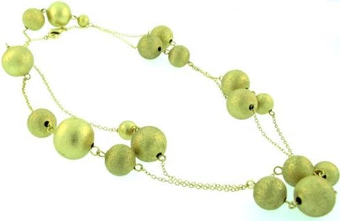 World Silver 36 Inch Necklace with Brushed Golden Balls