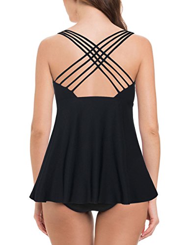 Firpearl Women's Tankini Swimsuits Cross Back Flowy Swim Tops Modest Swimwear4