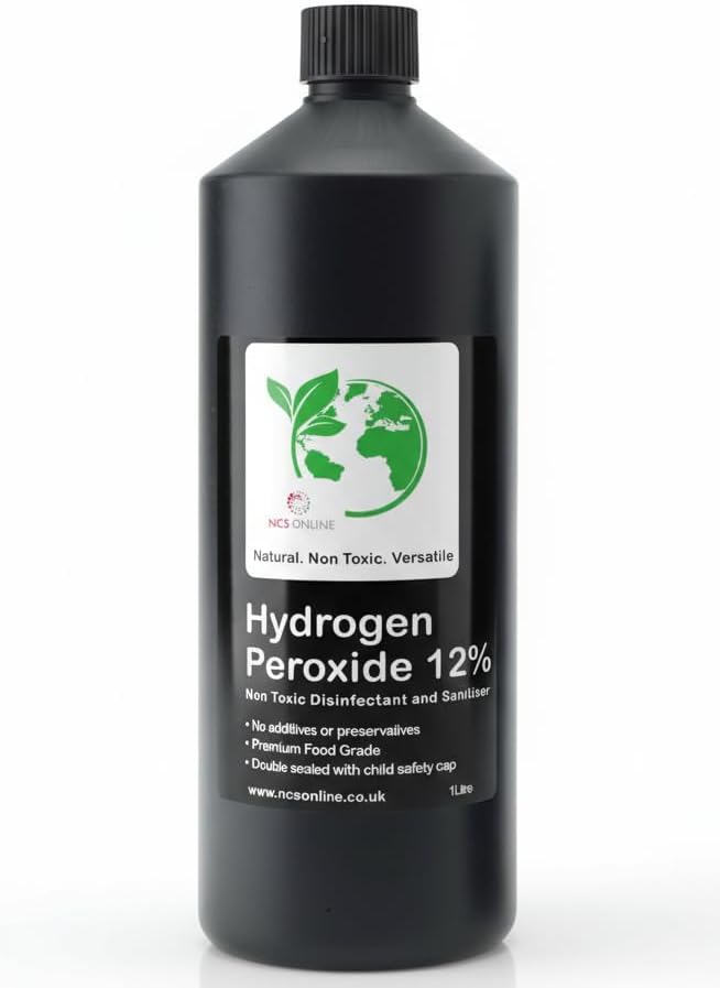 Hydrogen Peroxide 11.99% (12%) 1 Litre Food Grade, Pure and Unstabilised, Multi Purpose Cleaner and Disinfectant