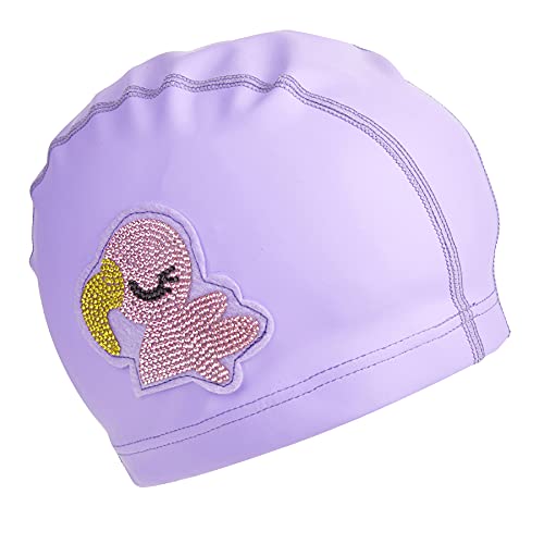 Bonnet de natation enfant +6 ans Bling2O Purple Flamingo en silicone violet